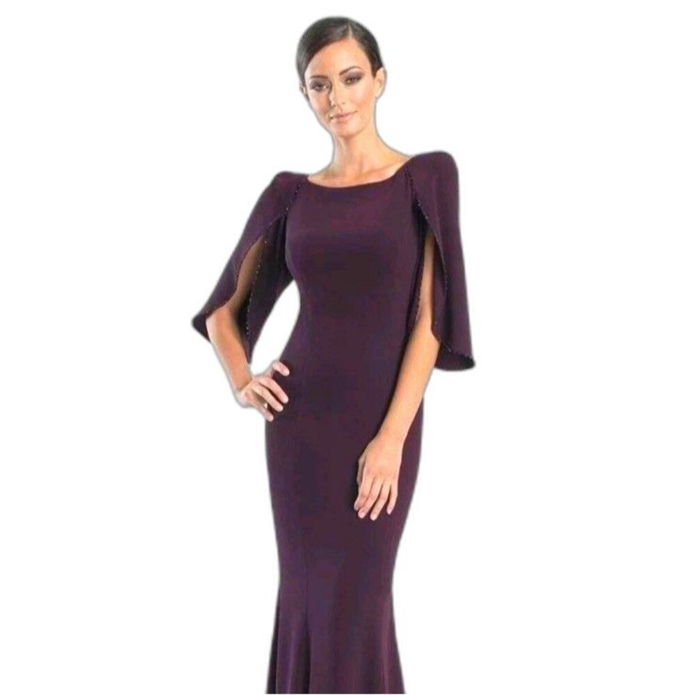 Alexander by Daymor 1259 Split Cape Sleeve Mermaid (Midi) Gown